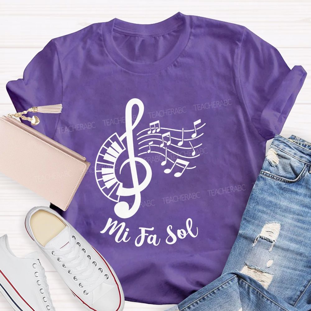 Mi Fa Sol Treble Clef Piano Music Teacher T-shirt