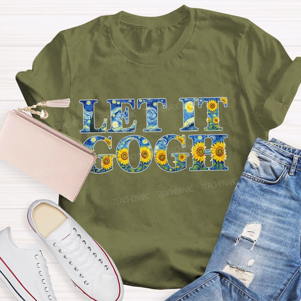 Let It Go Art Sunflower Printed Teacher T-Shirt
