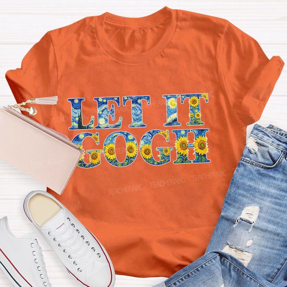 Let It Go Art Sunflower Printed Teacher T-Shirt