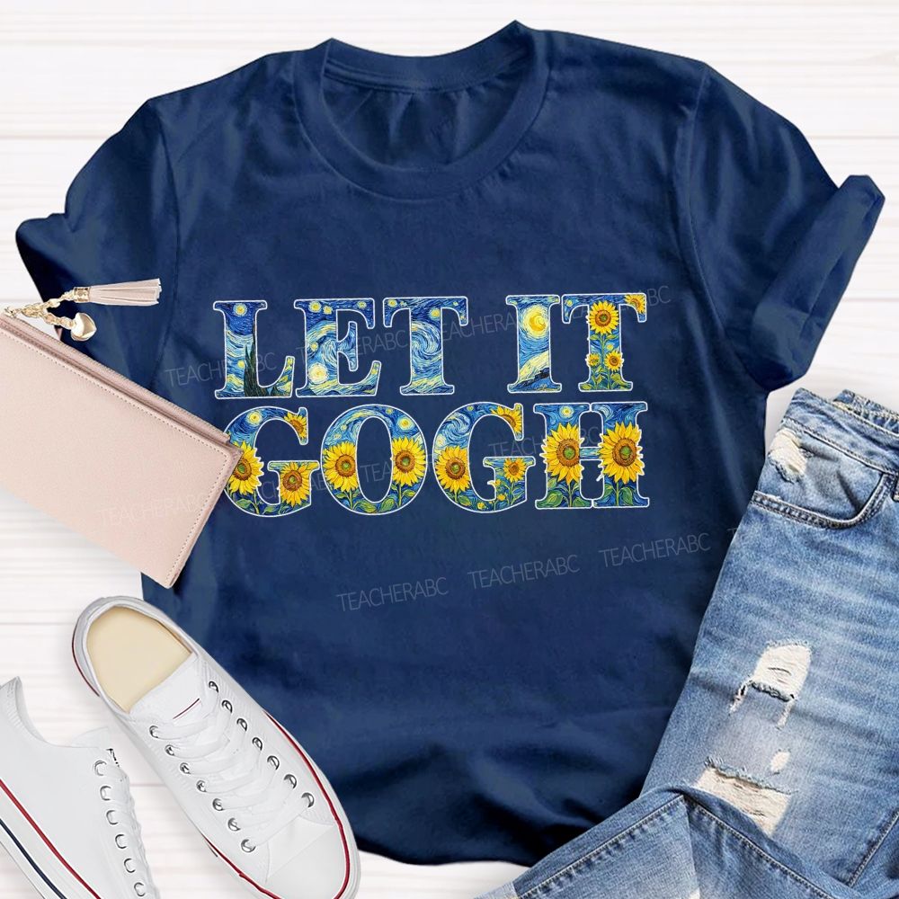 Let It Go Art Sunflower Printed Teacher T-Shirt