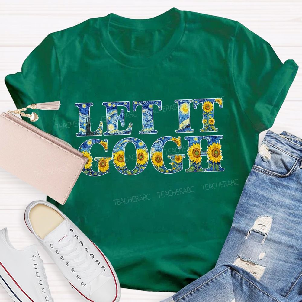 Let It Go Art Sunflower Printed Teacher T-Shirt