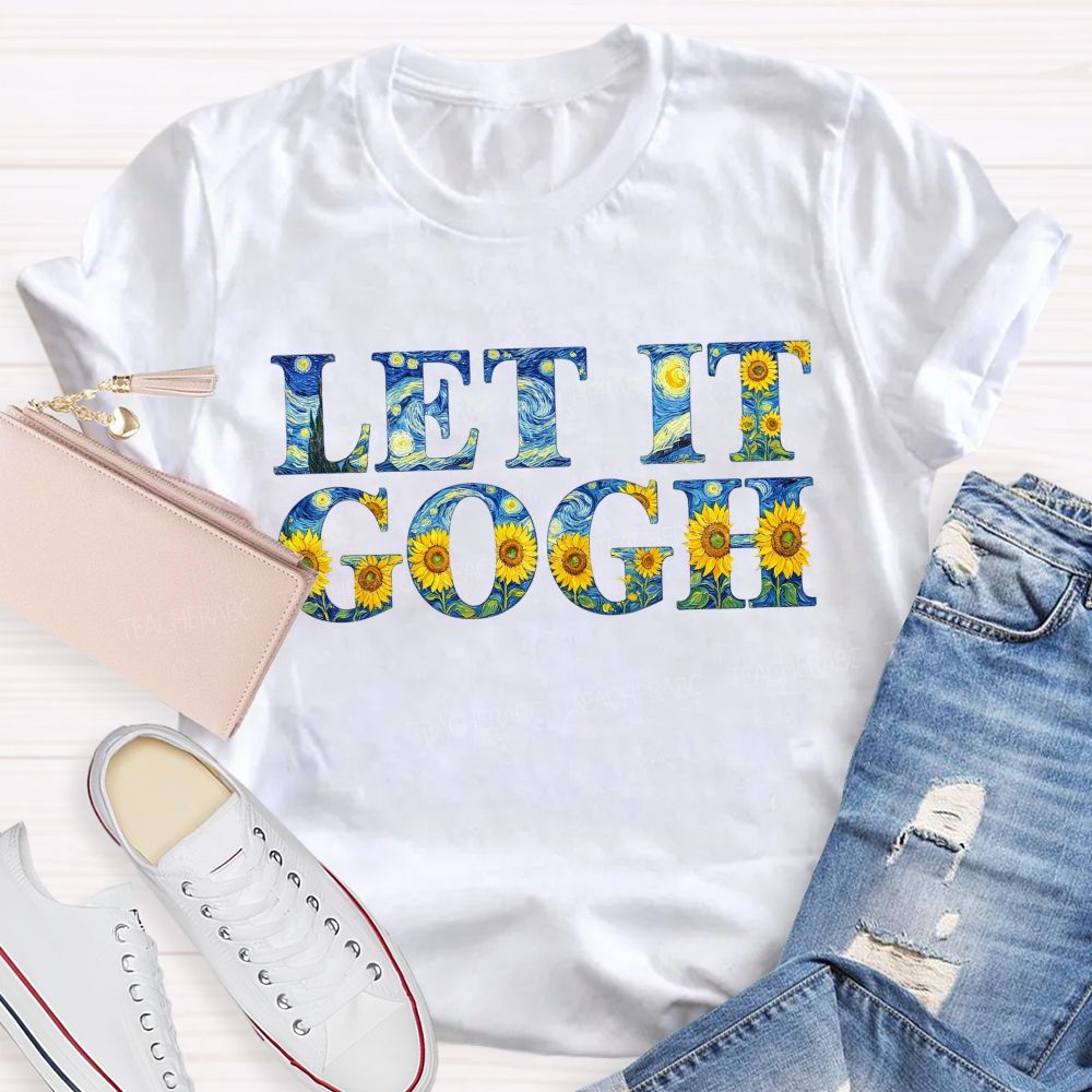 Let It Go Art Sunflower Printed Teacher T-Shirt