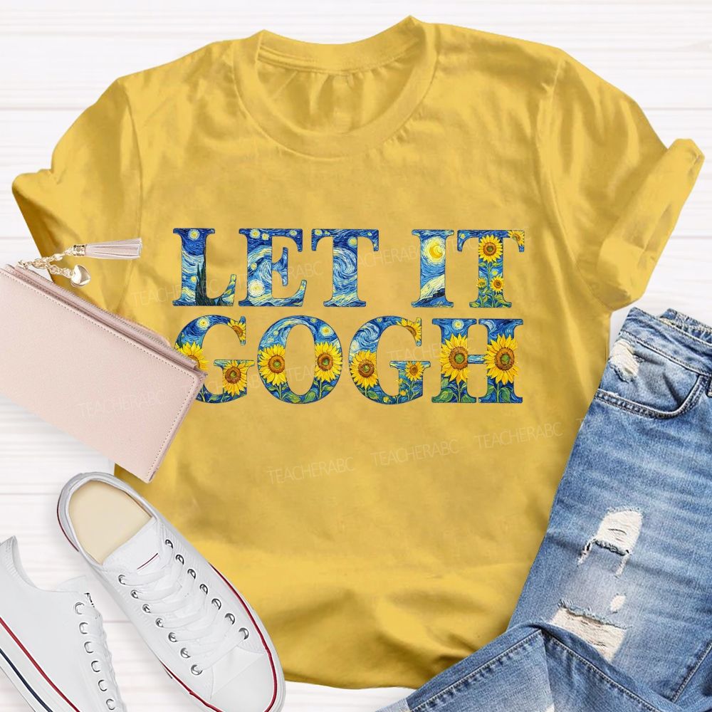 Let It Go Art Sunflower Printed Teacher T-Shirt