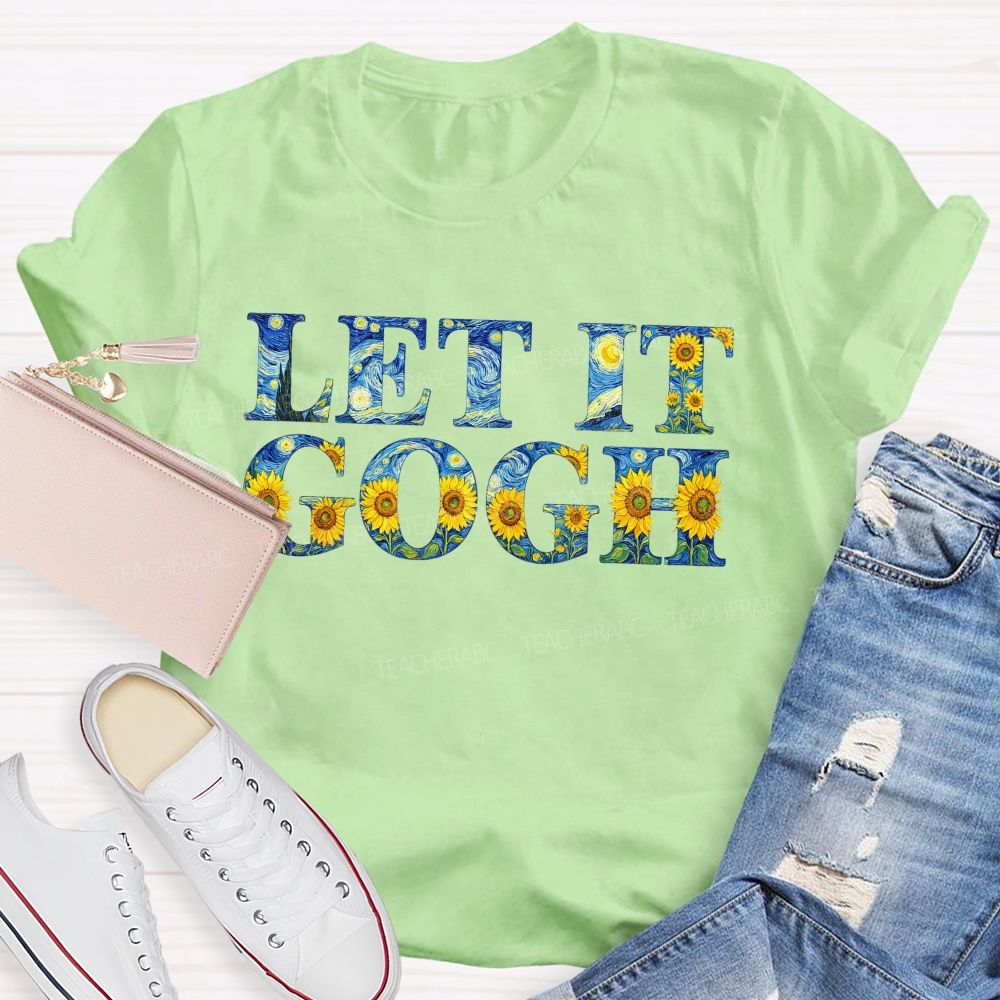 Let It Go Art Sunflower Printed Teacher T-Shirt