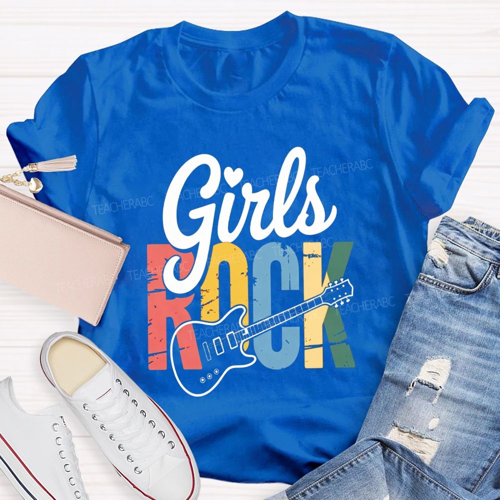 Girls Rock Electric Guitar Music Teacher T-shirt
