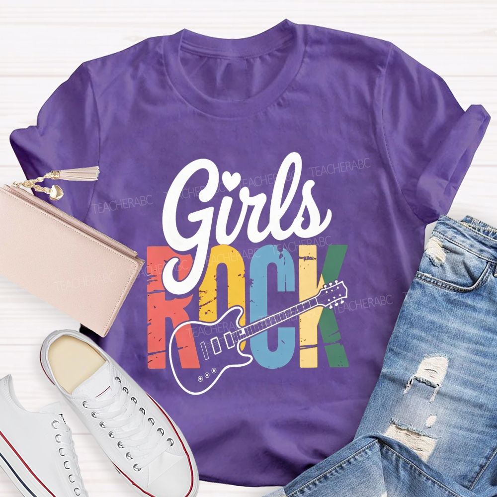 Girls Rock Electric Guitar Music Teacher T-shirt