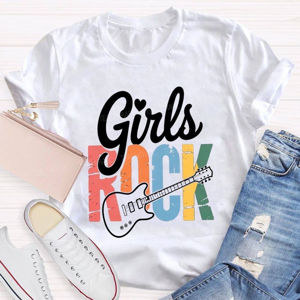 Girls Rock Electric Guitar Music Teacher T-shirt