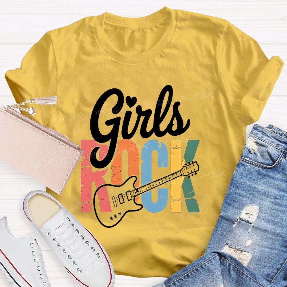 Girls Rock Electric Guitar Music Teacher T-shirt