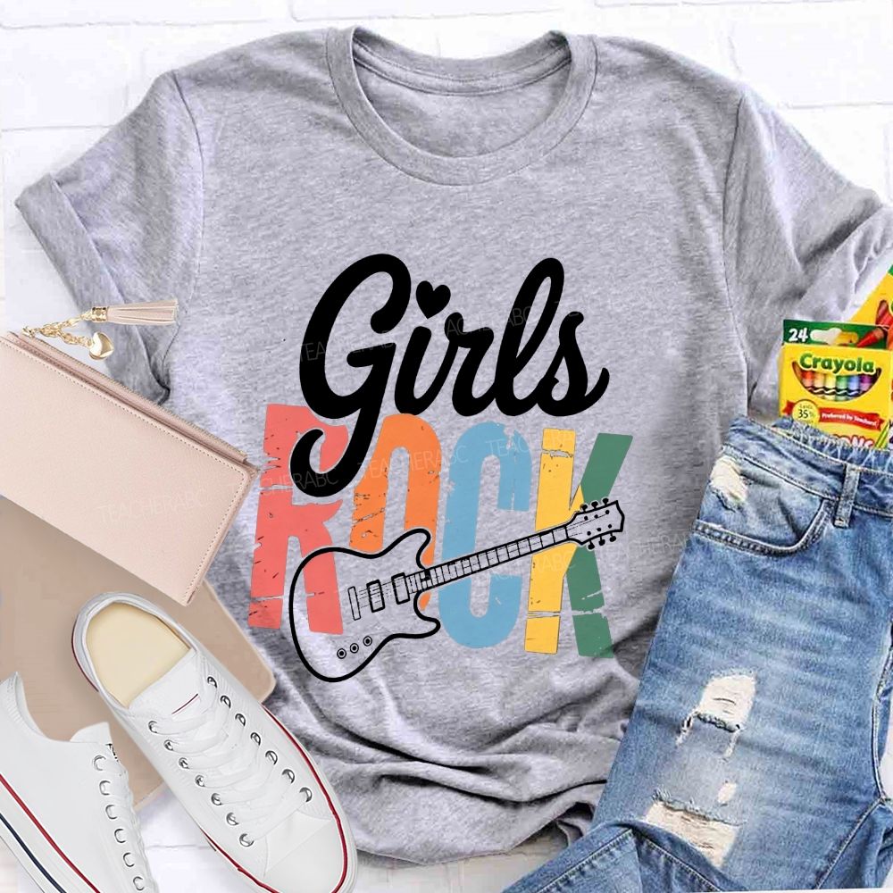 Girls Rock Electric Guitar Music Teacher T-shirt
