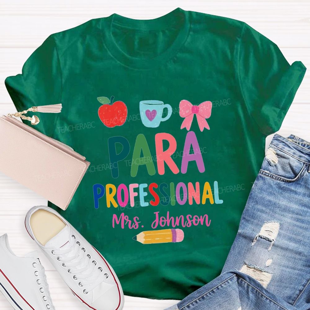 Personalized Name Para Professional Apple Bow Coffee T-shirt