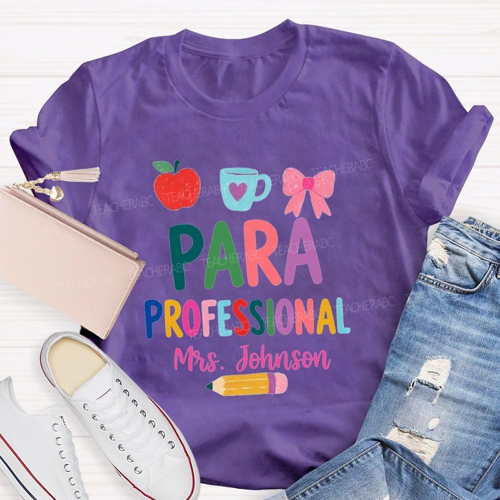 Personalized Name Para Professional Apple Bow Coffee T-shirt