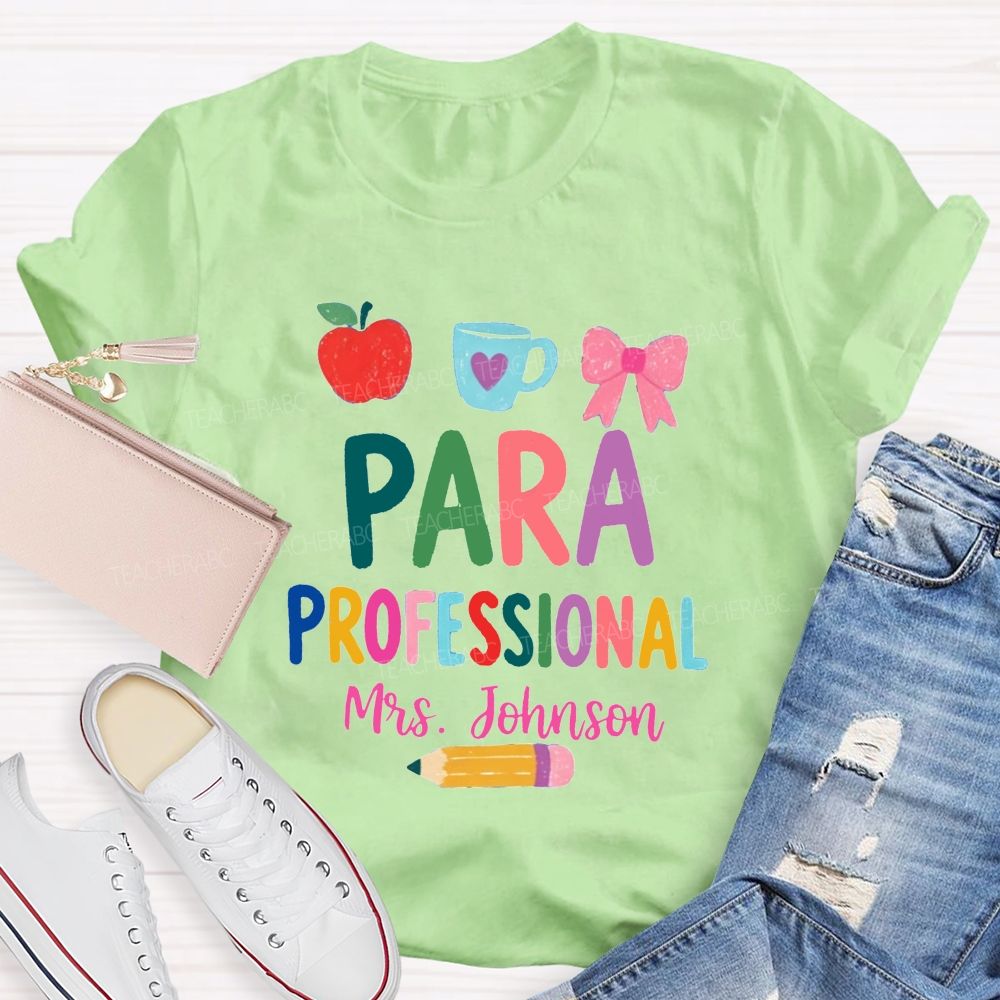 Personalized Name Para Professional Apple Bow Coffee T-shirt