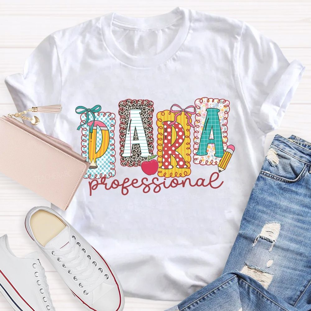 Personalized Name Leopard Pencil Para Teacher T-Shirt