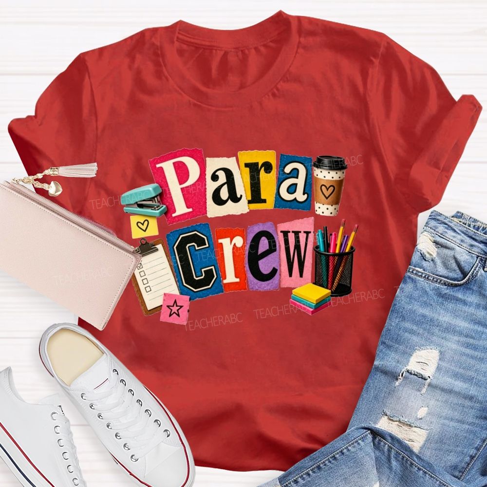 Para Crew Coffee Pen Stapler Teacher T-shirt