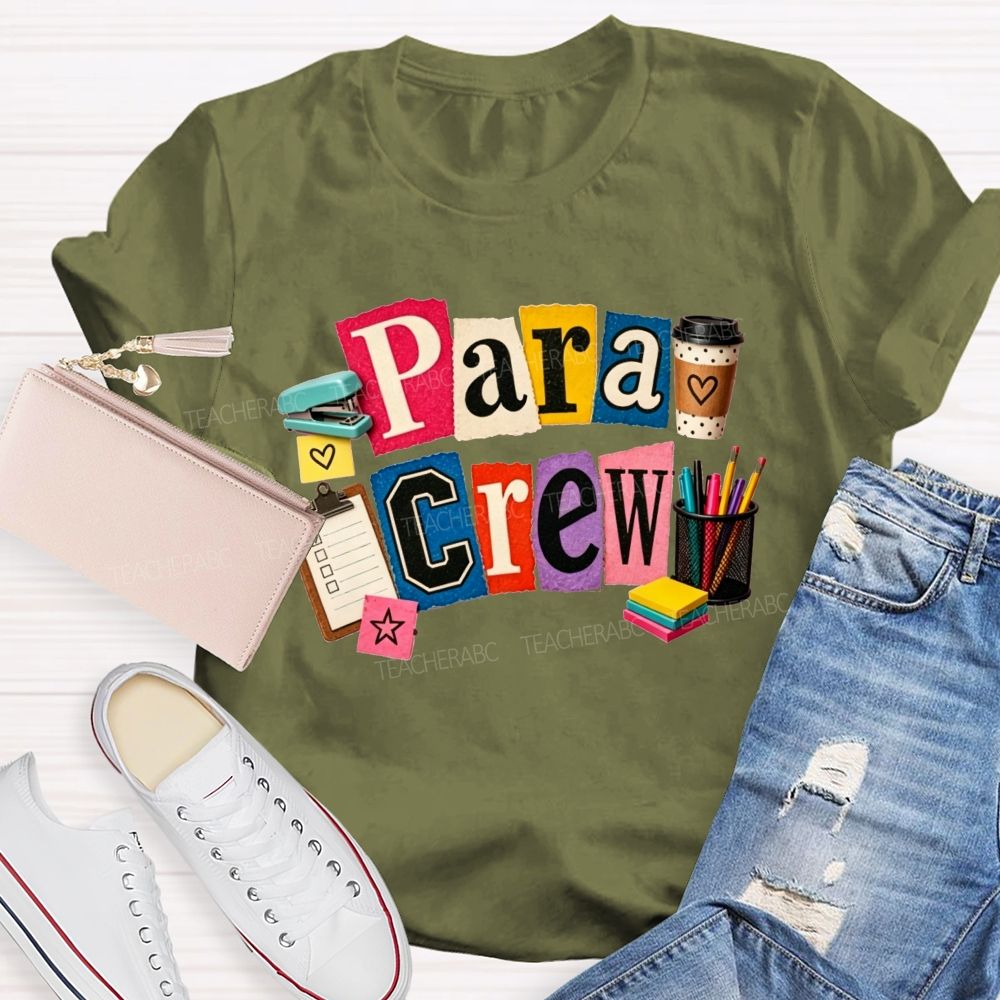 Para Crew Coffee Pen Stapler Teacher T-shirt