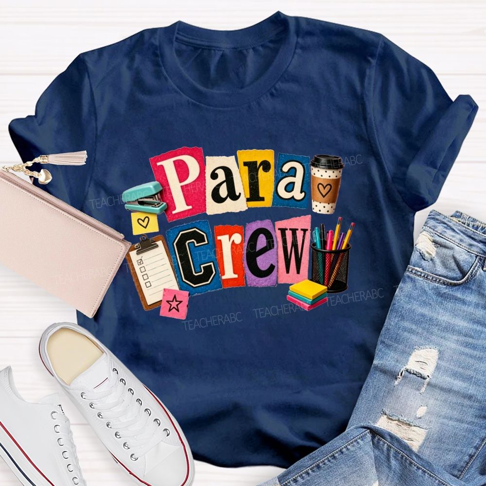 Para Crew Coffee Pen Stapler Teacher T-shirt