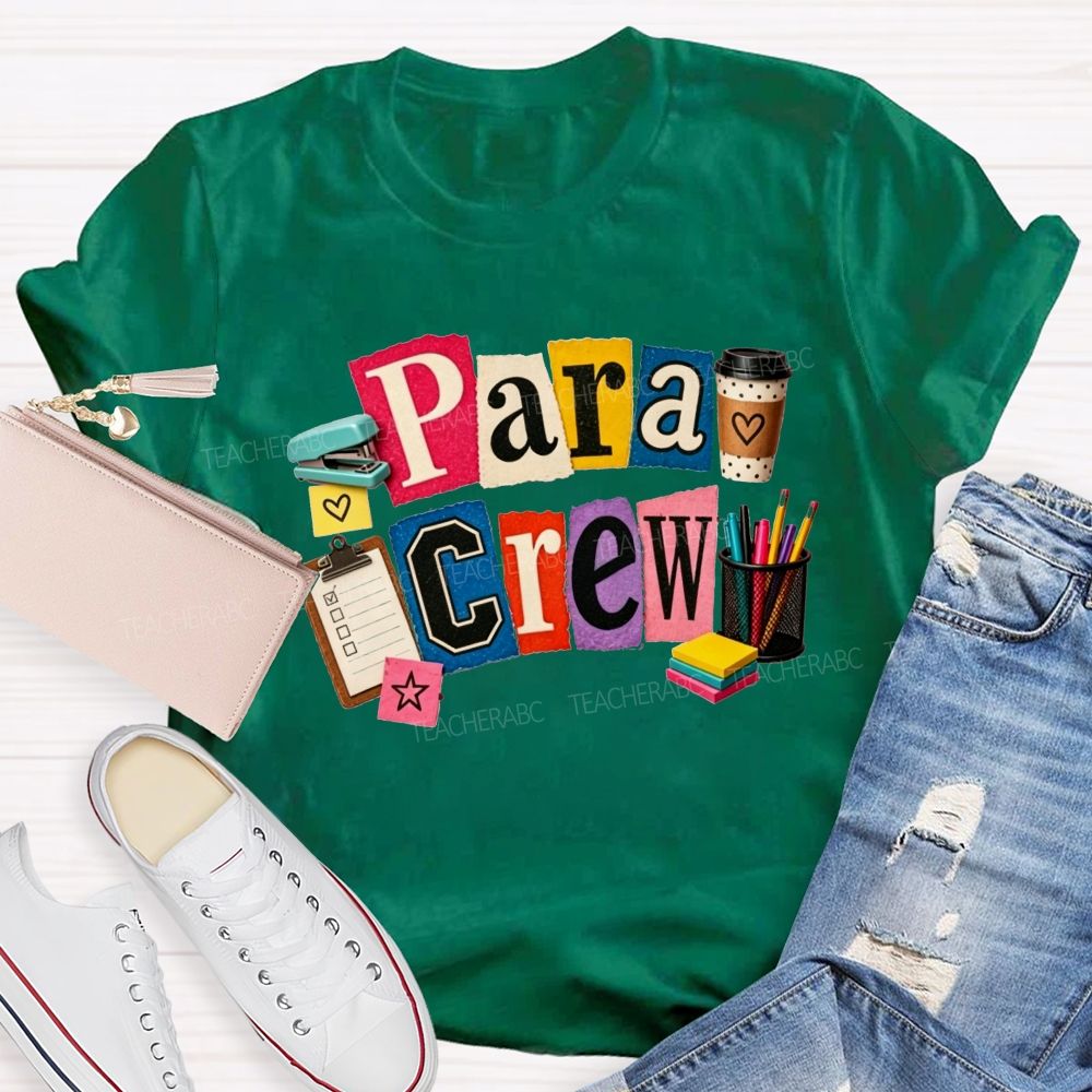 Para Crew Coffee Pen Stapler Teacher T-shirt