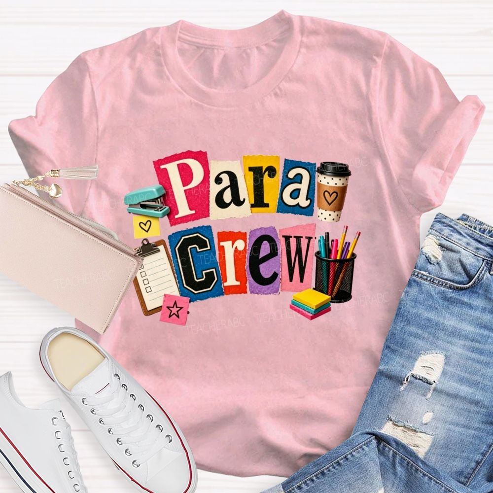 Para Crew Coffee Pen Stapler Teacher T-shirt