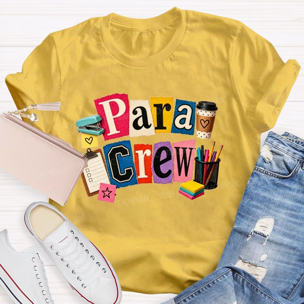 Para Crew Coffee Pen Stapler Teacher T-shirt