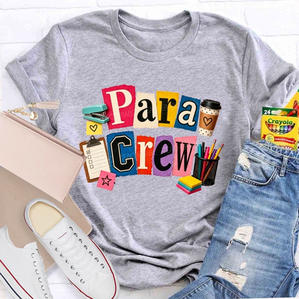 Para Crew Coffee Pen Stapler Teacher T-shirt