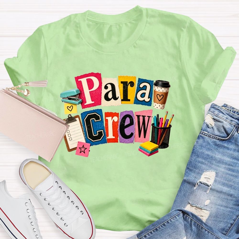 Para Crew Coffee Pen Stapler Teacher T-shirt
