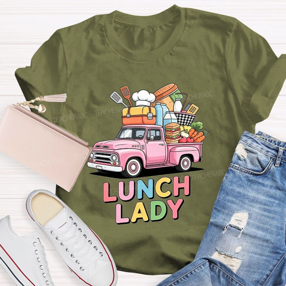 Lunch Lady Rainbow Bubble Letter T-shirt