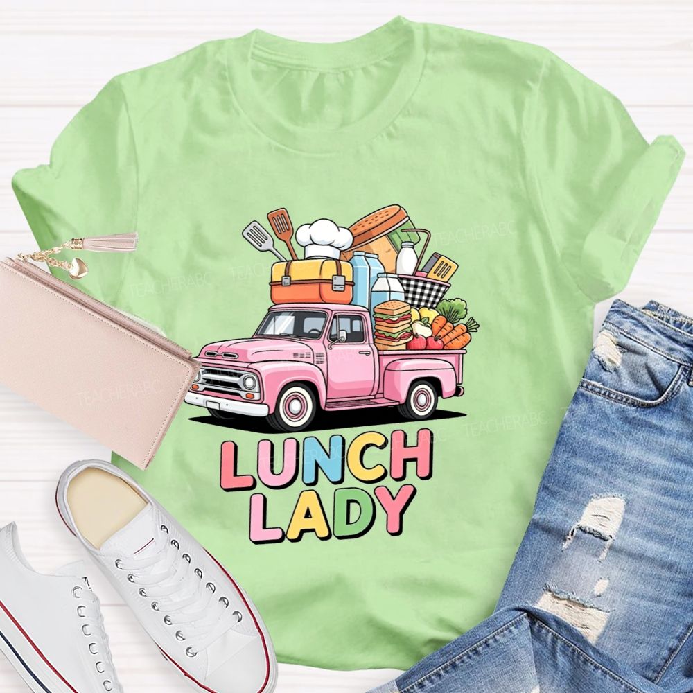 Lunch Lady Rainbow Bubble Letter T-shirt