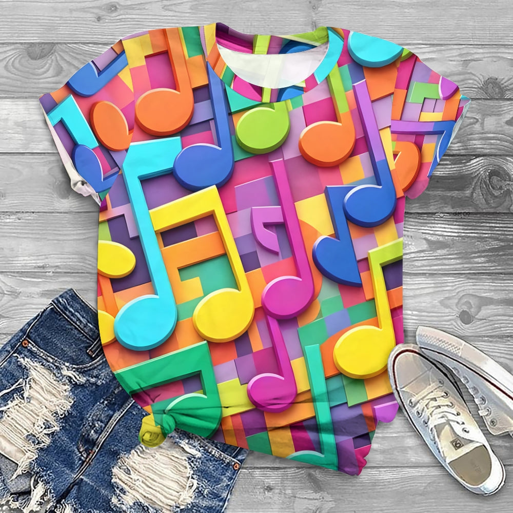 Dazzling And Colorful Musical Symbols Printed T-shirt