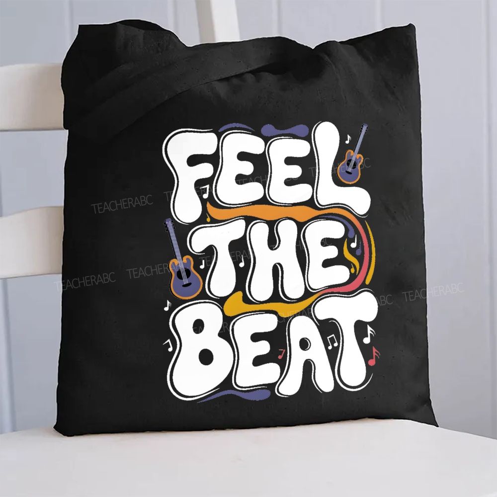 Feel The Beat Music Canvas Tote Bag