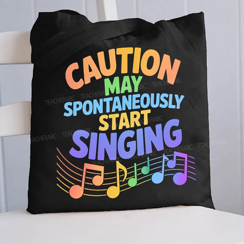 Caution May Spontaneously Start Singing Canvas Tote Bag