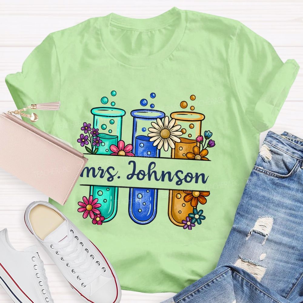 Personalized name Boiling Reagent Bottle Science Teacher T-shirt