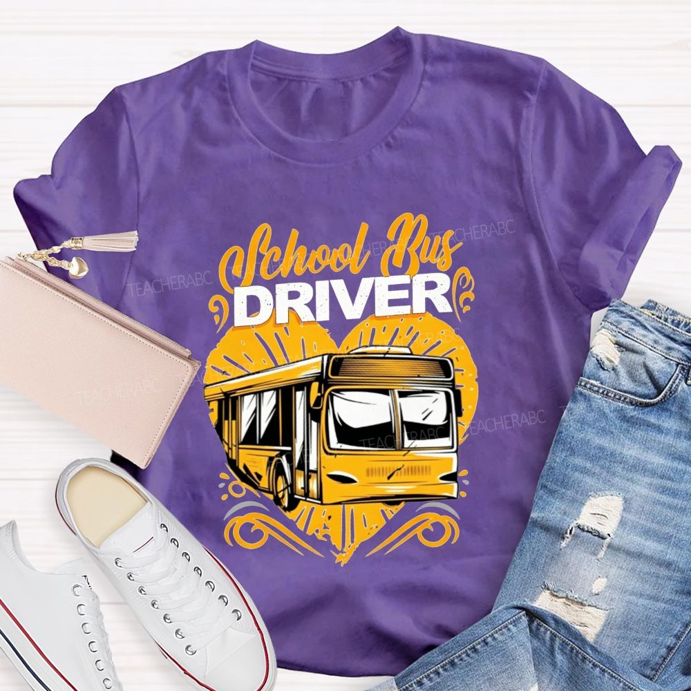 Heart School Bus Driver And Bus Driver Gift T-shirt