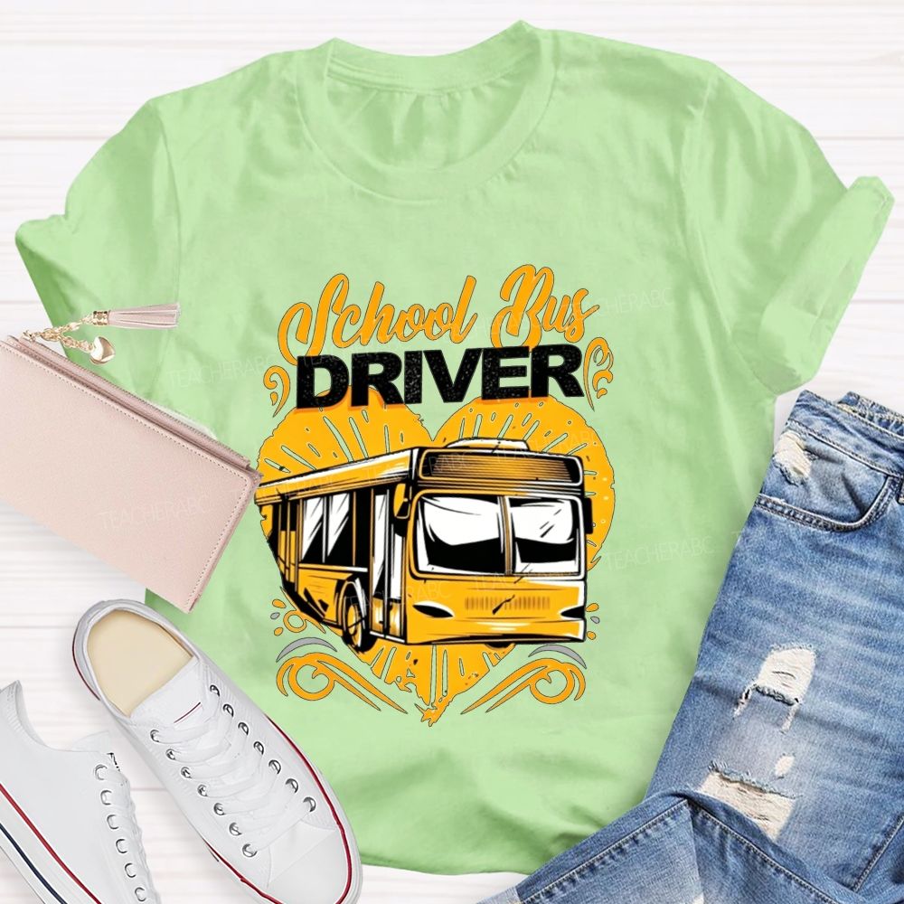 Heart School Bus Driver And Bus Driver Gift T-shirt