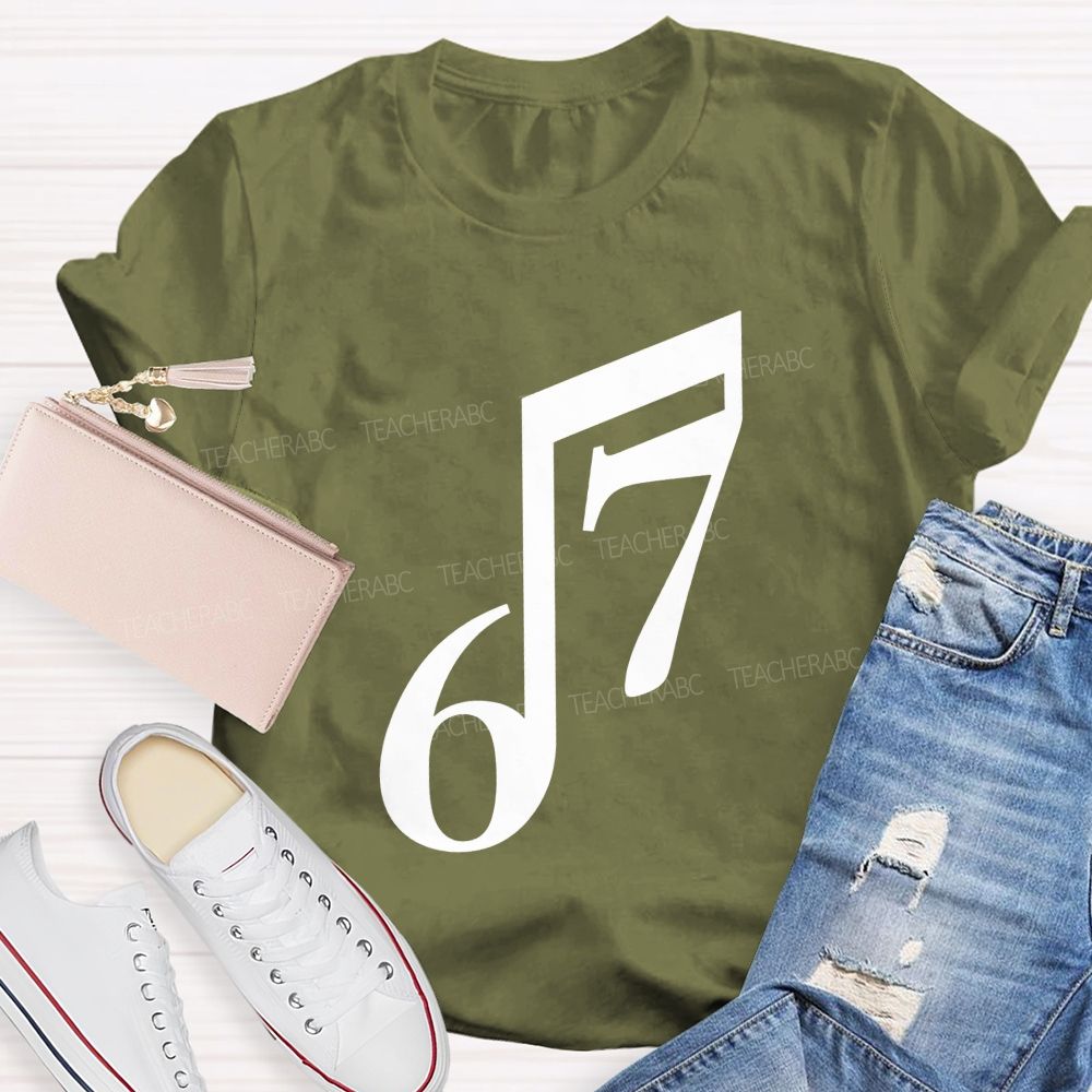 Six Seven Musical Note Minimalist Music Teacher T-shirt