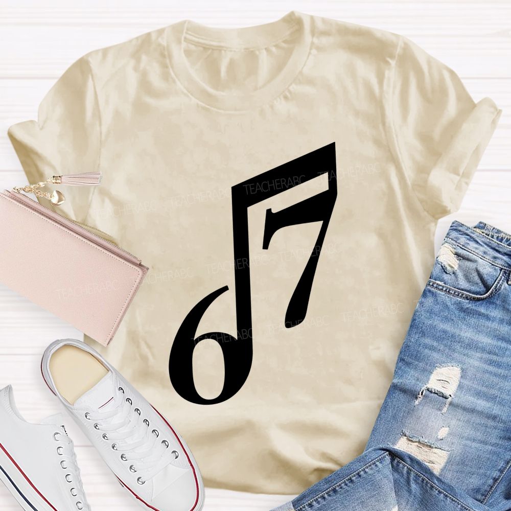 Six Seven Musical Note Minimalist Music Teacher T-shirt