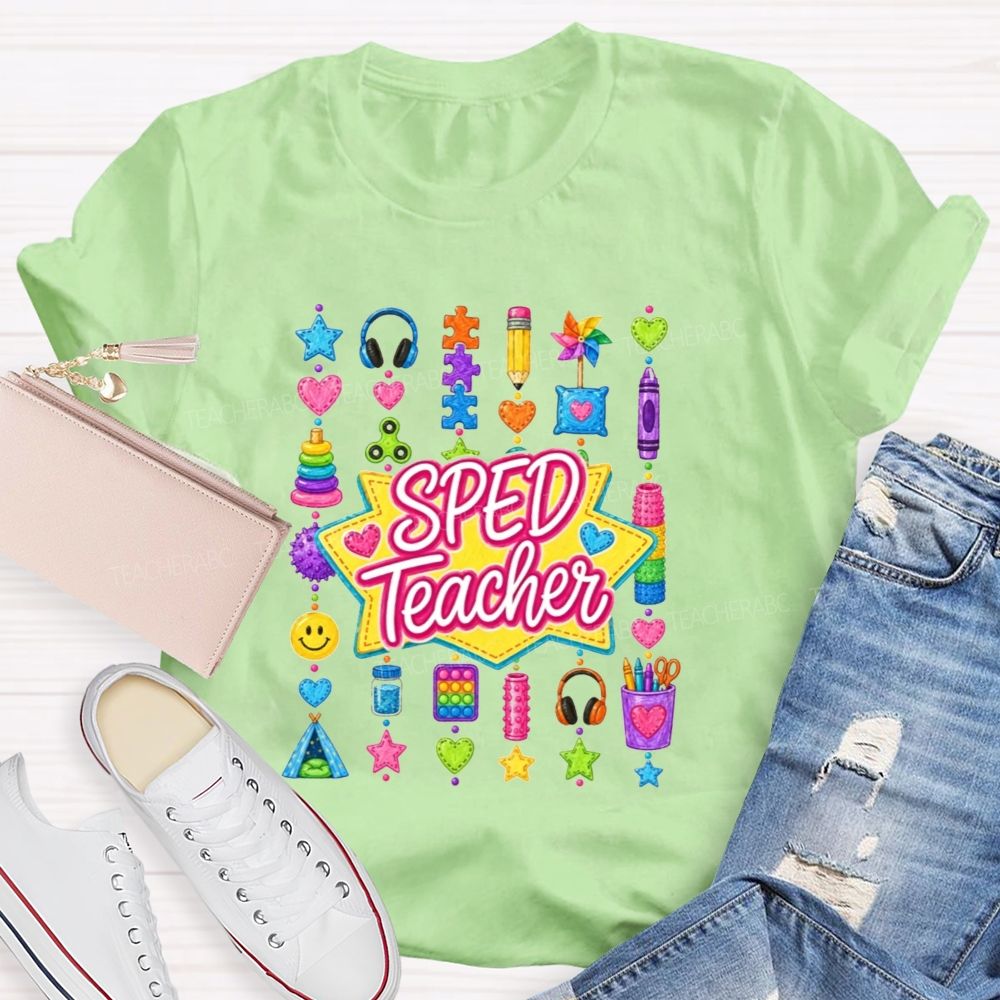 Sped Teacher Sensory Kids Doodle Star Teacher T-shirt