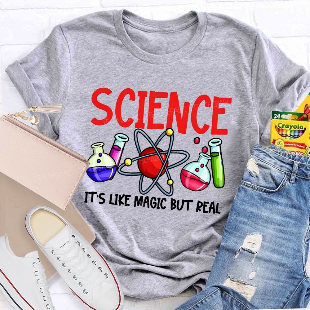 Science It'S Like Magic But Real Atom Beaker Test Tube Teacher T-shirt