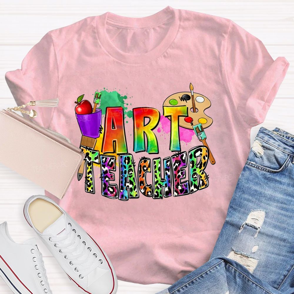 Rainbow Leopard Paint And Create Art Teacher T-shirt