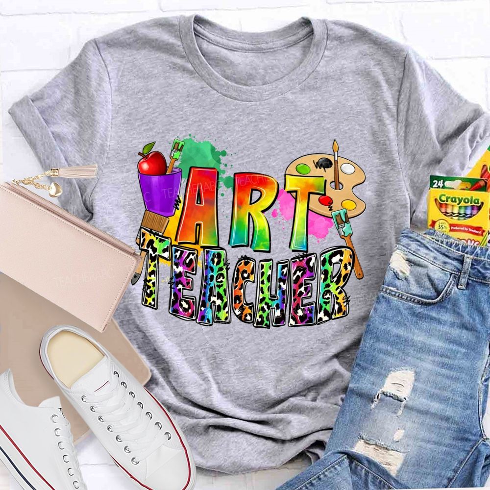 Rainbow Leopard Paint And Create Art Teacher T-shirt