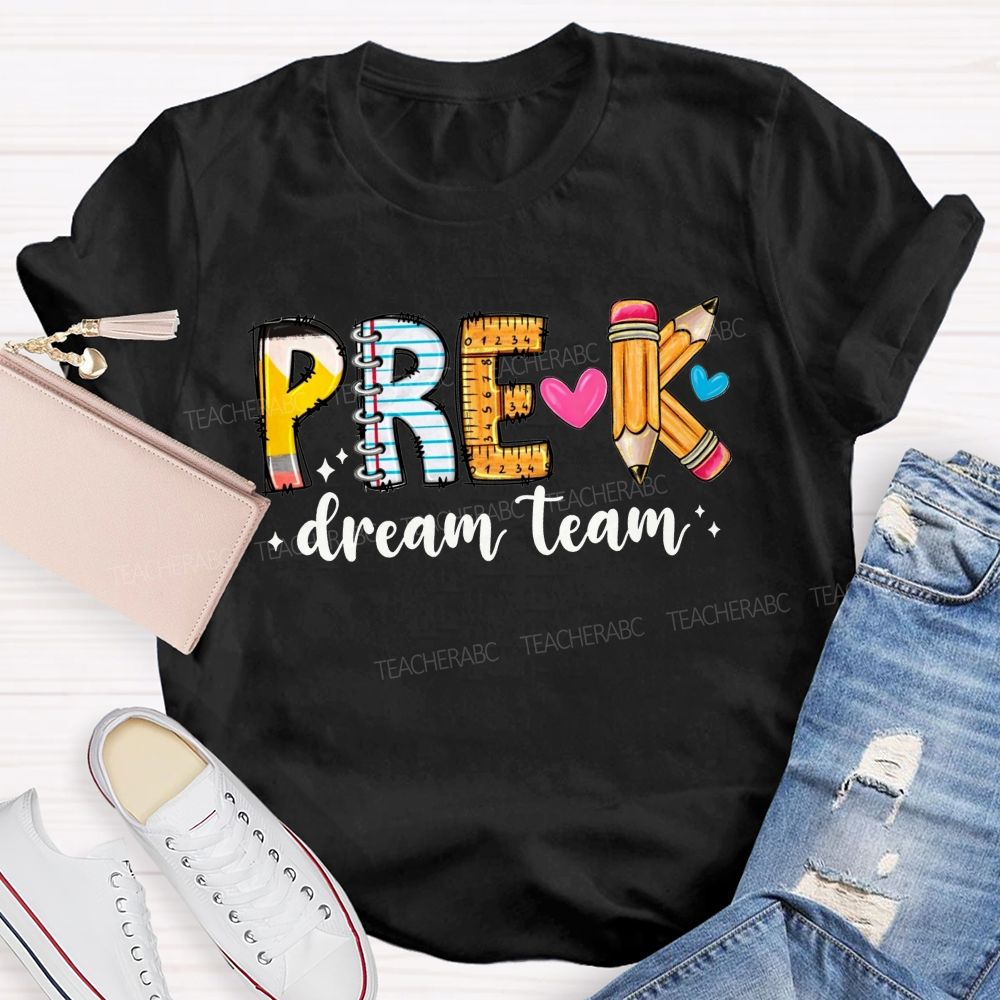 Personalized Grade Pre-K Dream Team Let'S Play And Learn Teacher T-shirt