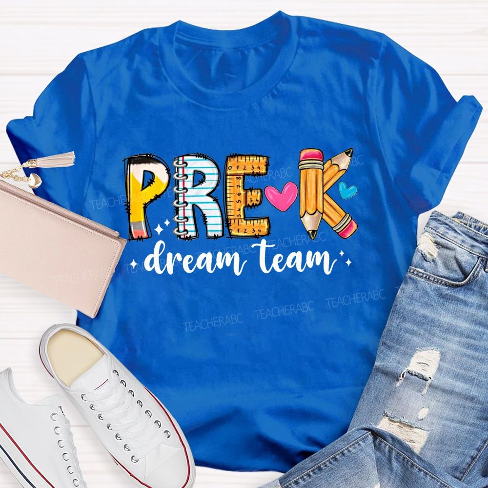 Personalized Grade Pre-K Dream Team Let'S Play And Learn Teacher T-shirt