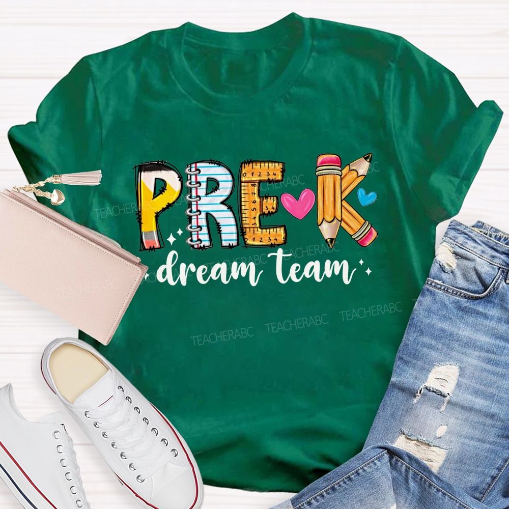 Personalized Grade Pre-K Dream Team Let'S Play And Learn Teacher T-shirt
