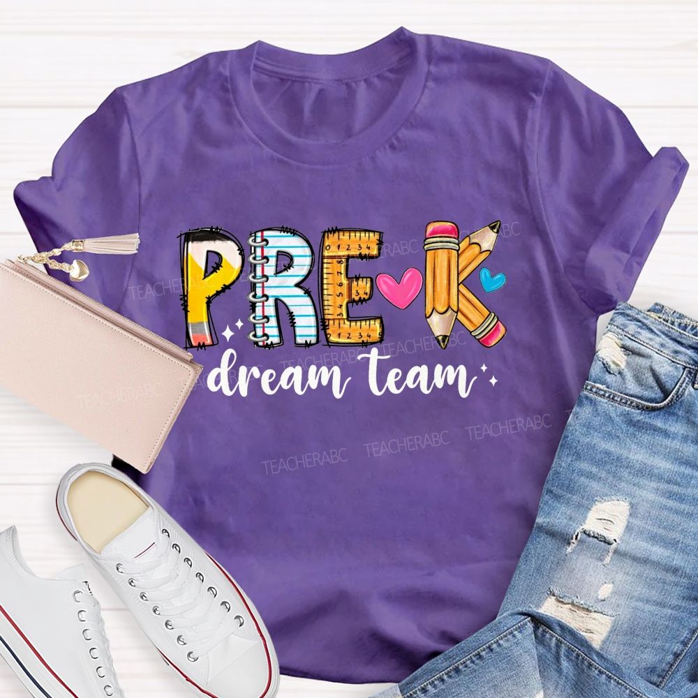 Personalized Grade Pre-K Dream Team Let'S Play And Learn Teacher T-shirt