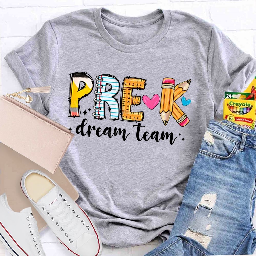 Personalized Grade Pre-K Dream Team Let'S Play And Learn Teacher T-shirt