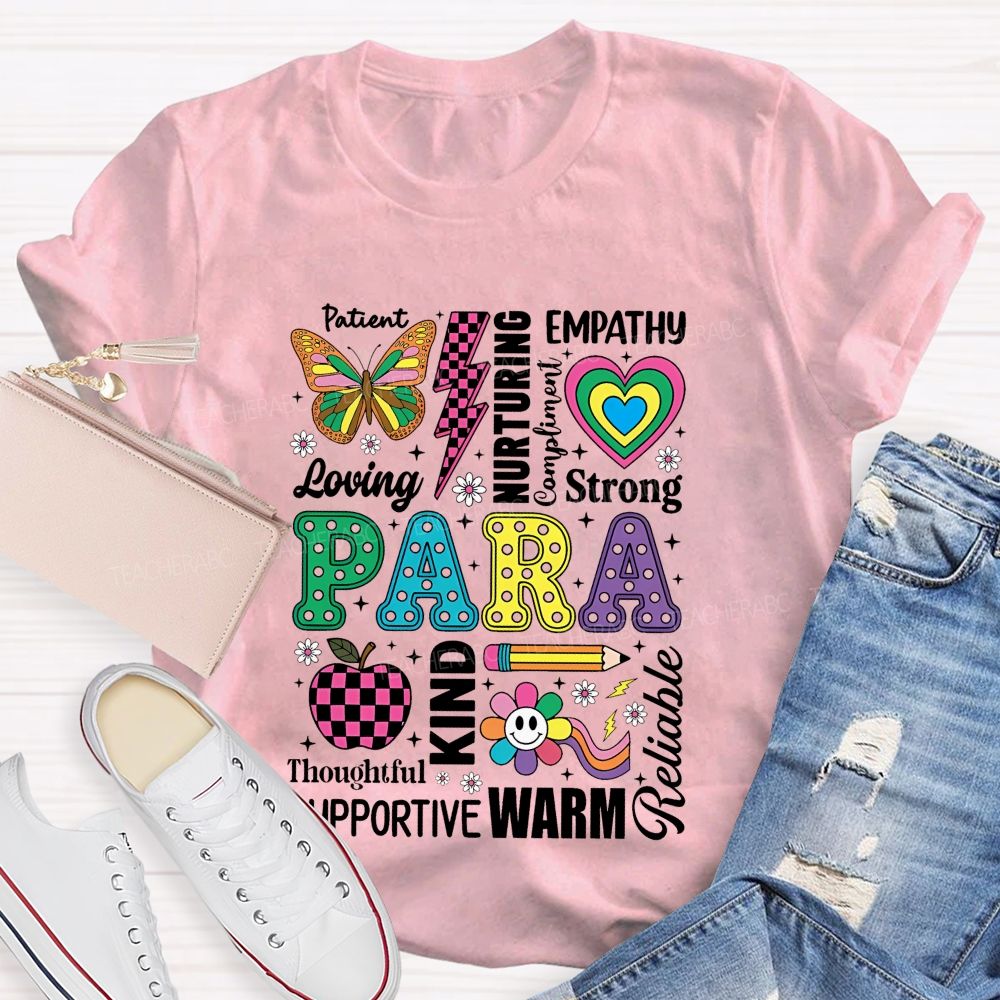Patient Empathy Loving Strong Para Colorful Heart Teacher T-Shirt