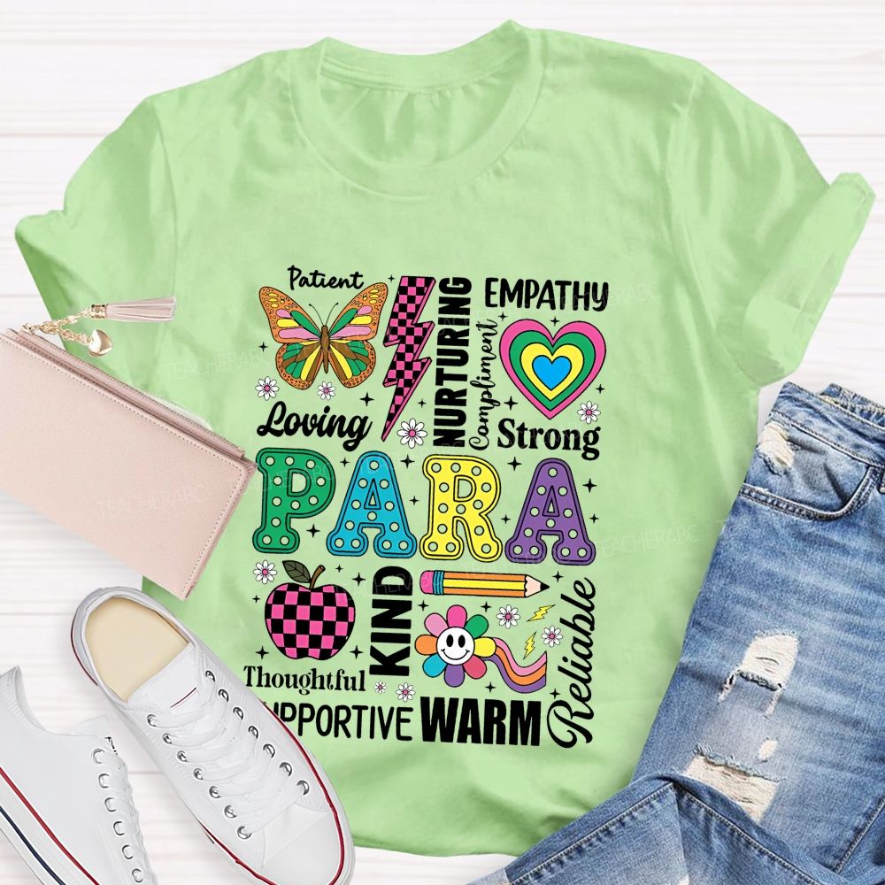 Patient Empathy Loving Strong Para Colorful Heart Teacher T-Shirt