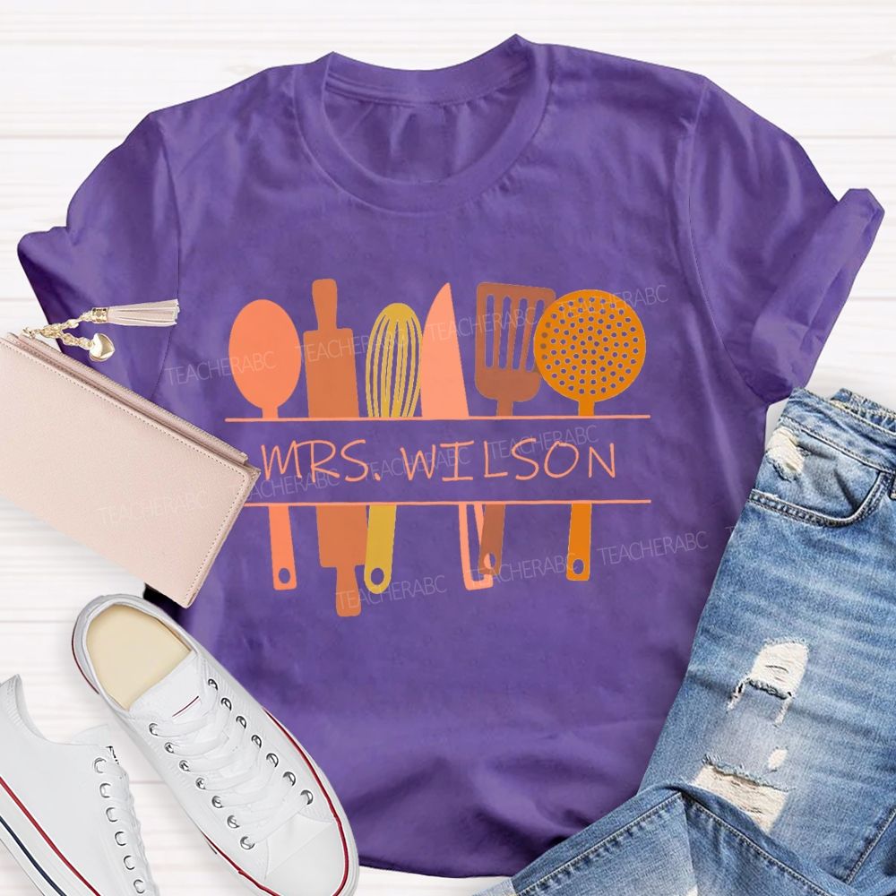 Personalized Name Cafeteria Crew Tableware T-shirt