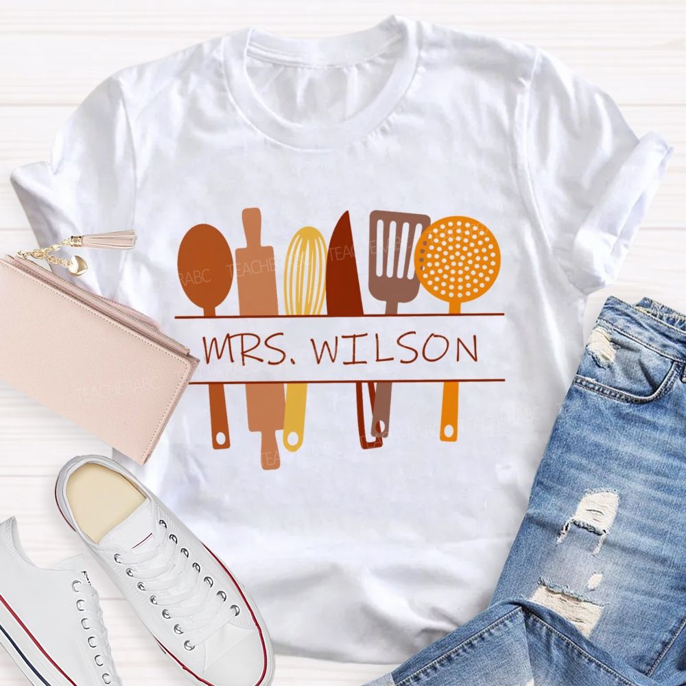 Personalized Name Cafeteria Crew Tableware T-shirt