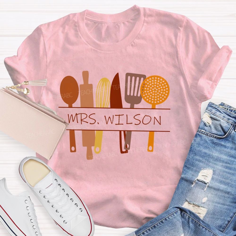 Personalized Name Cafeteria Crew Tableware T-shirt