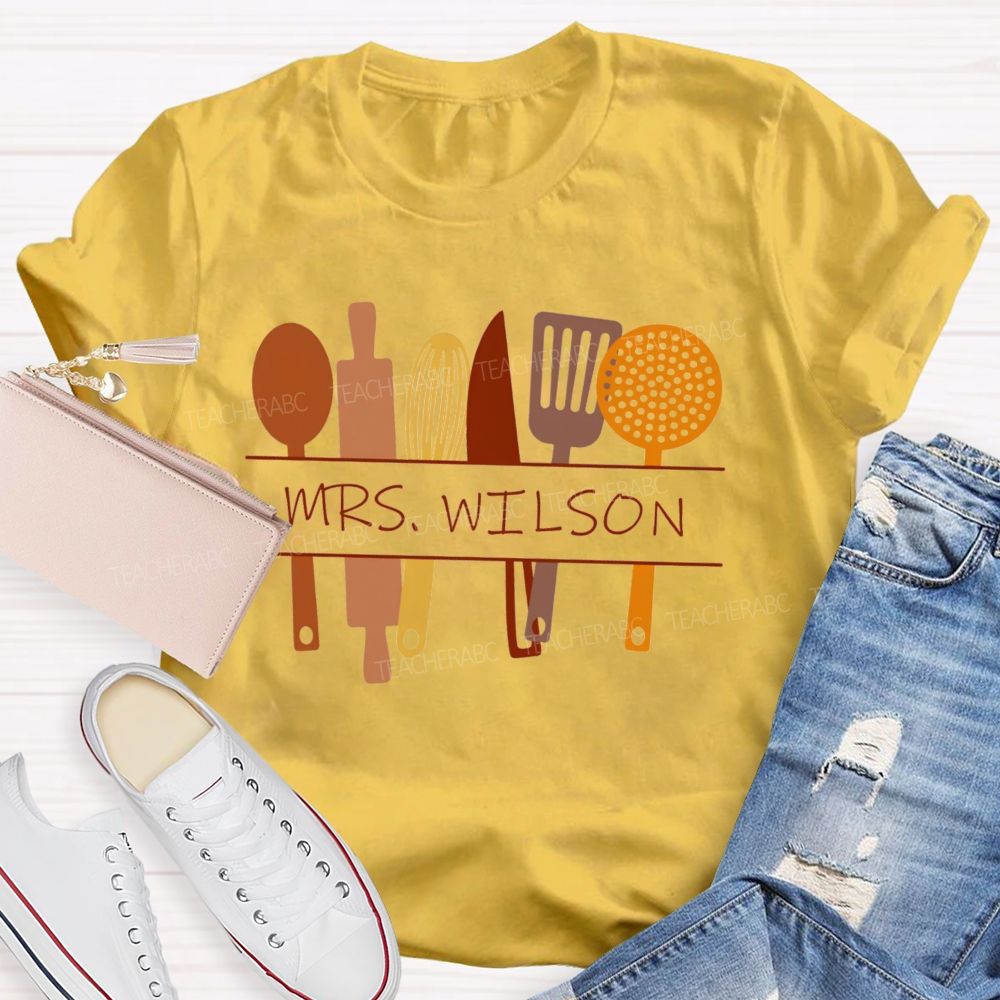Personalized Name Cafeteria Crew Tableware T-shirt